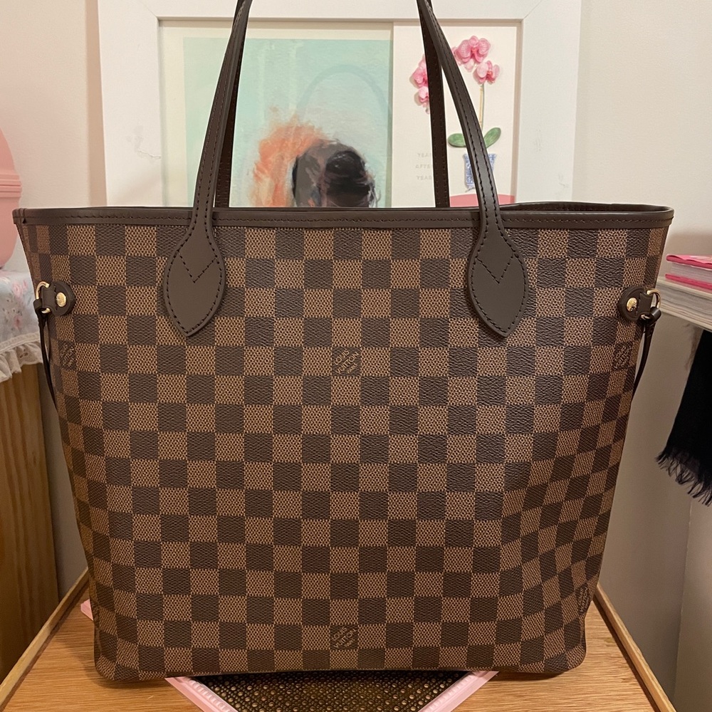 Louis Vuitton Neverfull MM Damier Ebene with Rose Ballerine